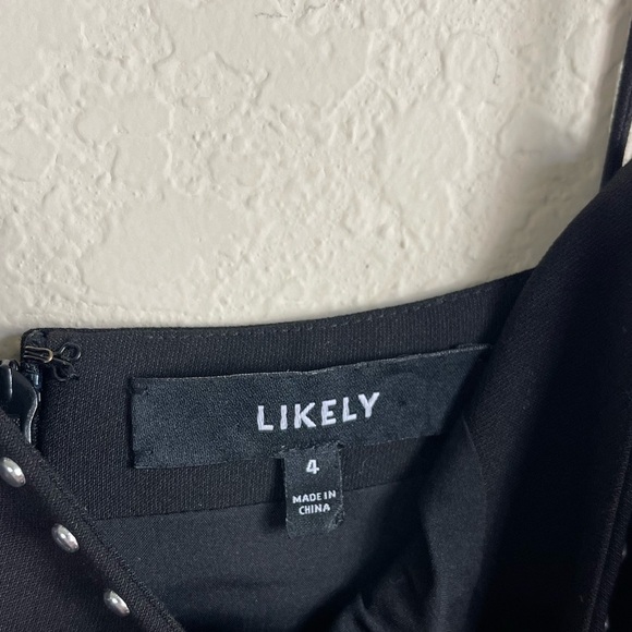 Likely Charlene Silver Studded Black Gown with Side Slit Size 4 - Picture 8 of 11